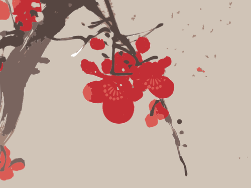 Background with plum blossom vector clip art